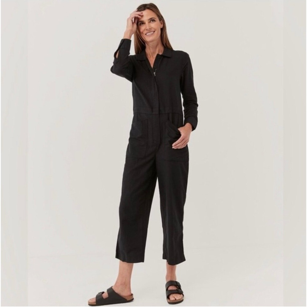Pact Boiler Suit Jumpsuit Hemp Organic Cotton Blend Black Medium